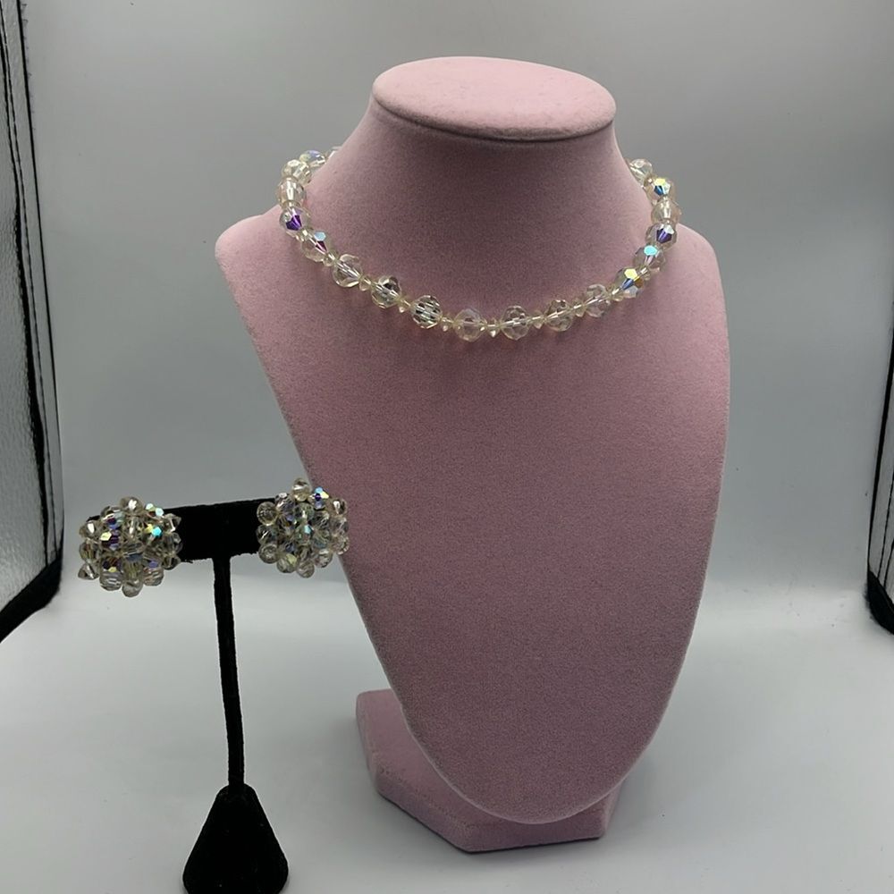 Vintage AB heavy good quality glass Laguna Austria necklace and earring set